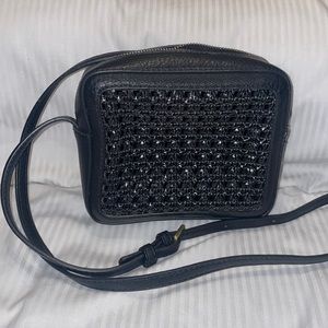 Anthropologie Crossbody, Black, Crochet on Front